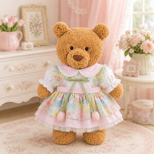 Large Bartholomew Bear & 16" Plush Clothes Outfit - Tulip Ombre Puffy Dress